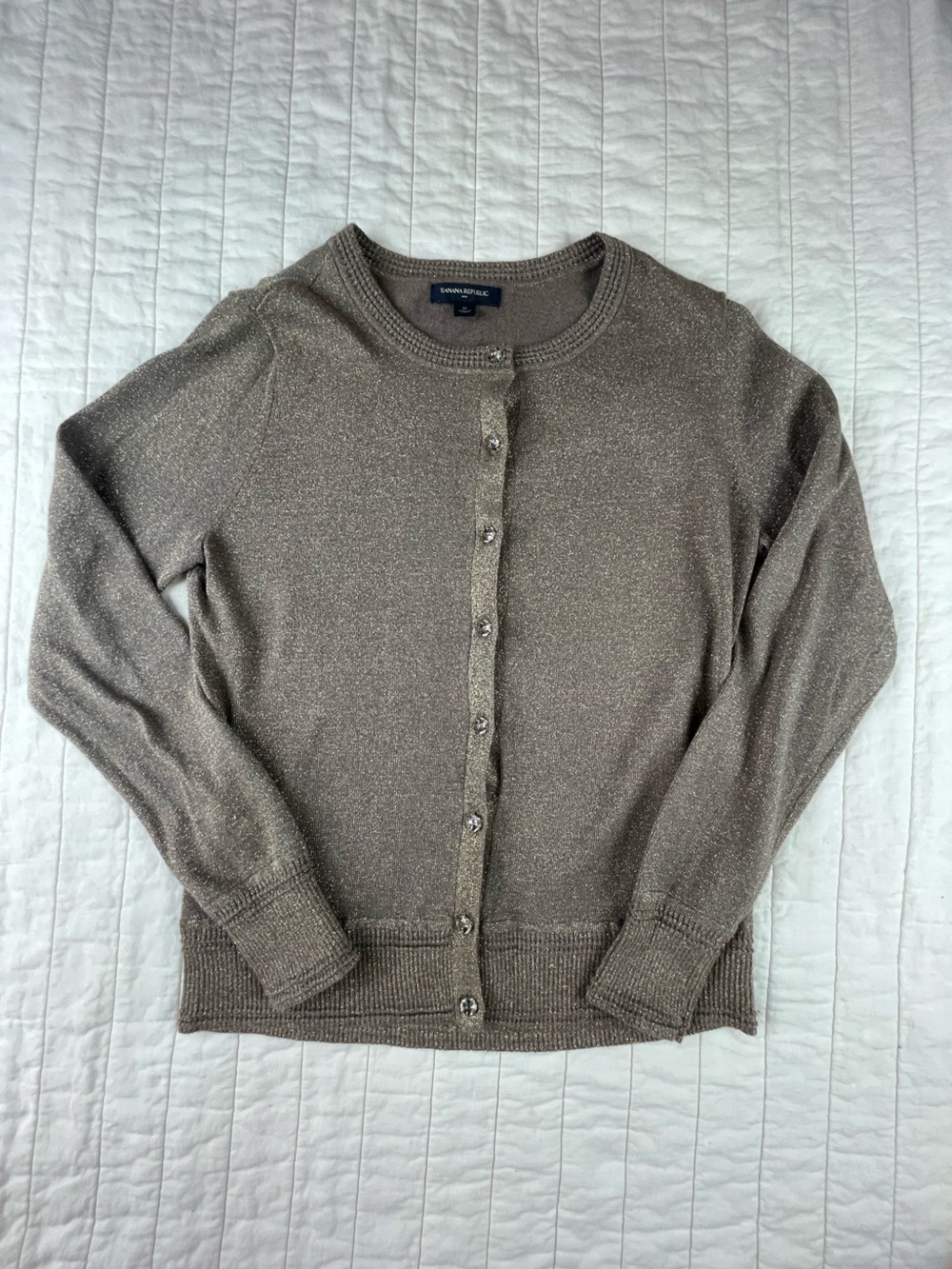 Banana Republic Metallic Brown Gold Shimmer Cardigan Medium